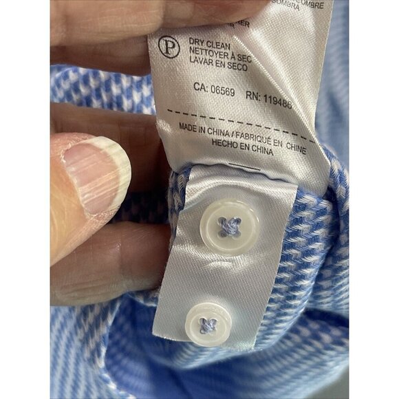 Report Collection Performance Stretch modern‎ Fit Shirt Men’s 18”34/35Blue Check - Picture 5 of 16